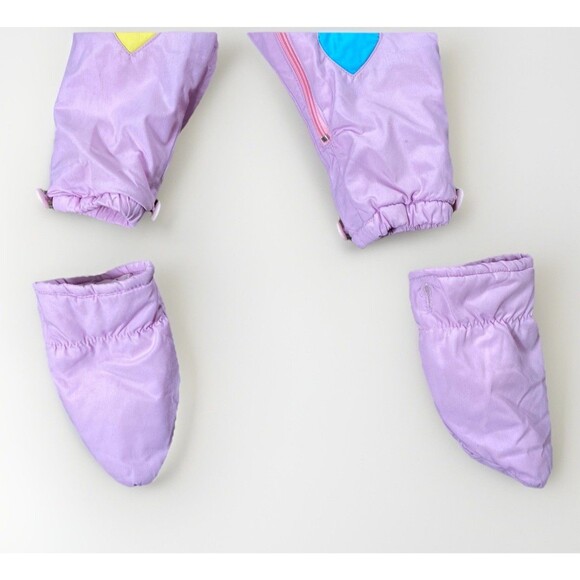 Vintage 90s Pacific Trail Pink Retro Appliqué Hooded Snowsuit Toddler Girl 18m - Picture 5 of 7